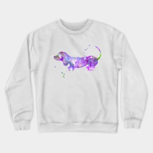 Purple Dachshund Watercolor Painting Crewneck Sweatshirt